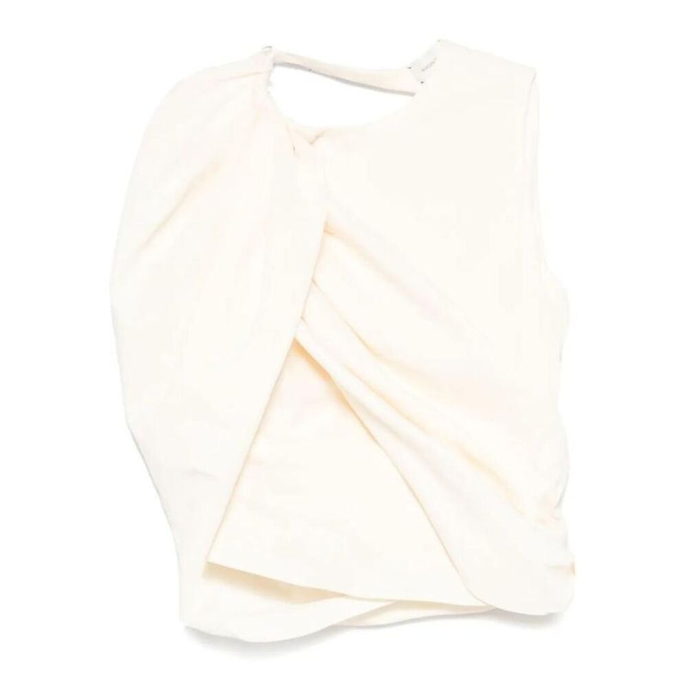 MAGDA BUTRYM Asymmetric Draped Top Women Beige T-Shirts & Tops